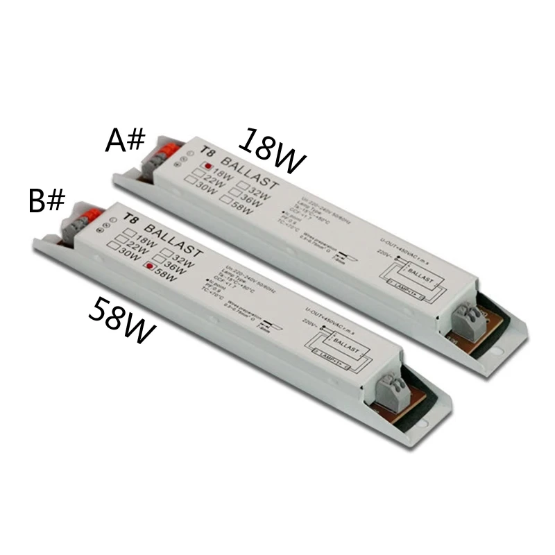 220-240V AC 36W T8 1x 18W/1x 58W Wide Voltage T8 Electronic Ballast Fluorescent Lamp Ballasts