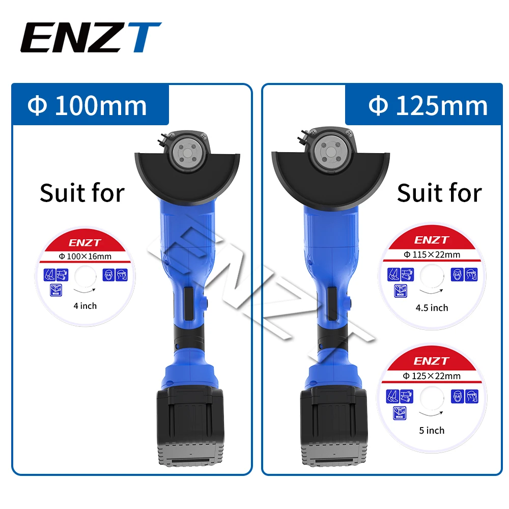 ENZT 100/125Mm Gerinda Sudut Tanpa Kabel Tanpa Sikat Alat Listrik DIY Bulgaria Mesin Penggiling Pemoles Listrik dengan Makita