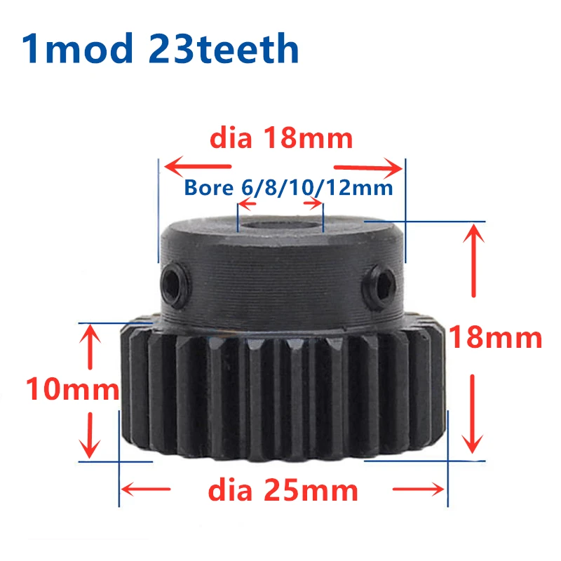 2pcs/lot 1Mod 1 Modulus High Precision Gear Rack steel 10*10*500mm + 2pcs 1M 23teeth 8mm bore pinion 45 steel gear metal gear