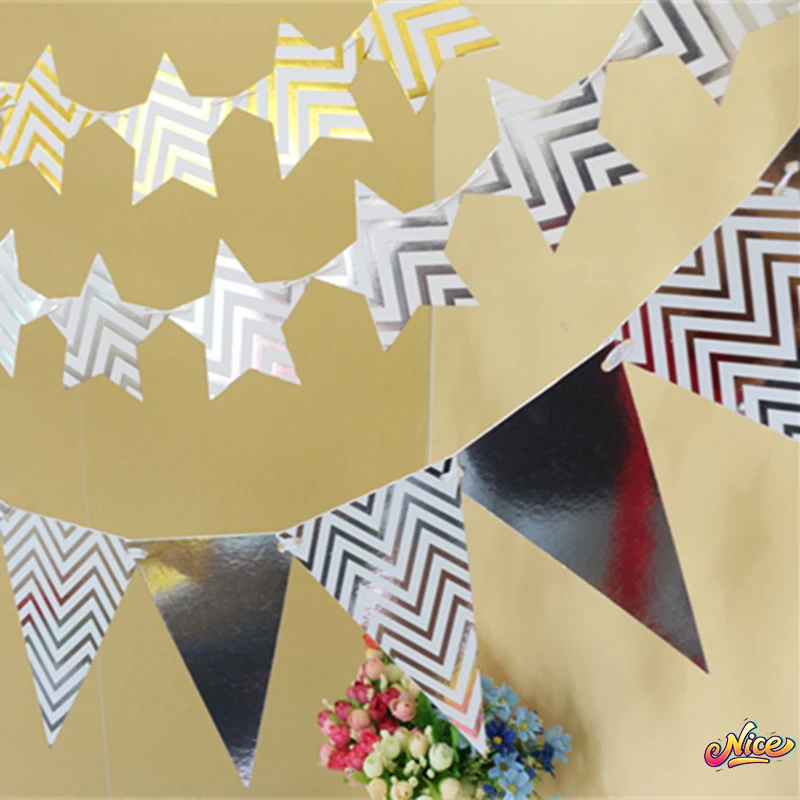 3M triangolo bandiera compleanno bandiera Banner colore oro bandiera festa nuziale doccia Festival celebrazione appeso forniture decorazione