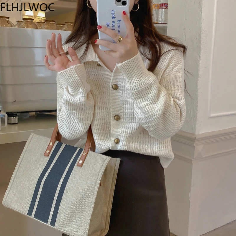 Japan Cute Sweet Girls Women 2021 Fall Winter Outerwear White Lace Knitted Cardigans Single Breasted Button Loose Sweaters Coat