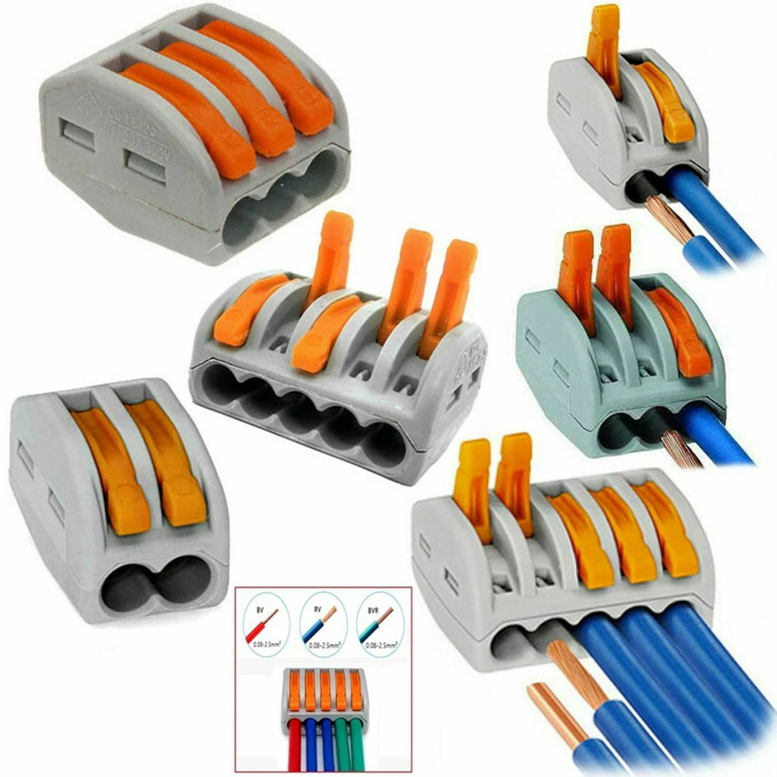 

10/20Pcs Terminal Blocks PCT212-PCT218 SPL-2-3 0.08-2.5mm Universal Compact Electric Wire Cable Connectors Conductor Splitter