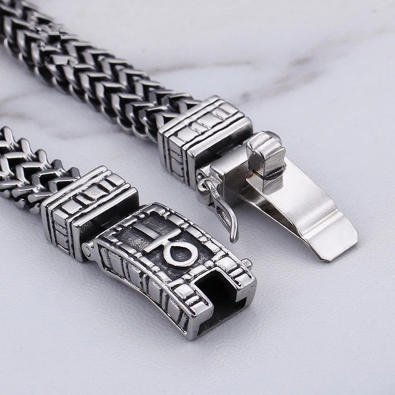 8mm Egyptian Ankh Cross Charm Couple Bracelets On Hand  For Men Stainless Steel  Mesh Link Chain   Jewelry