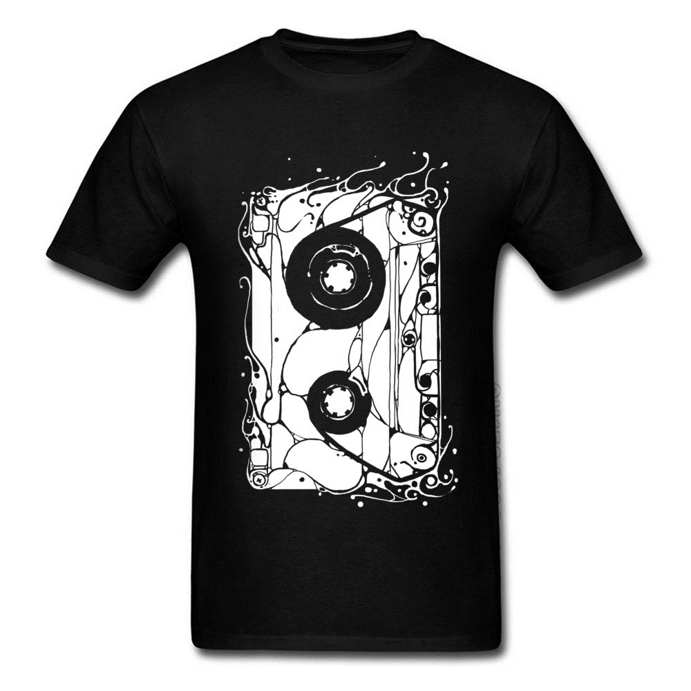 80\'s Retro Cassette T-shirts Short Sleeve Black Tops & Tees Rock DJ Music T-shirts Crewneck 100% Cotton Breathable Tees For Men