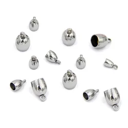 10pcs/lot 3/4/5/6/7mm Stainless Steel End Beads Caps Leather Cord Necklace Bracelet Silver Tone Tassel for Diy Jewelry Making