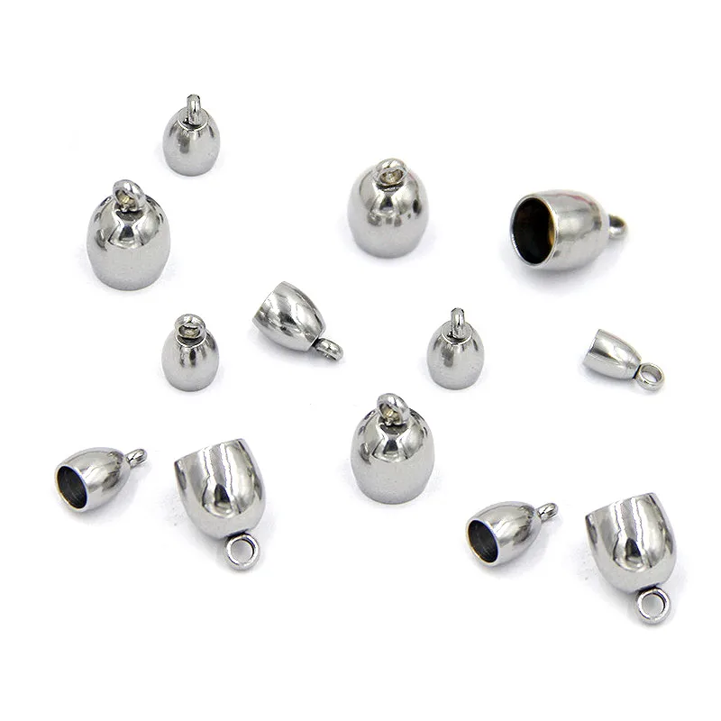 10 sztuk/partia 3/4/5/6/7mm ze stali nierdzewnej koniec koraliki czapki skórzany przewód naszyjnik bransoletka srebrny Tone Tassel dla Diy two...