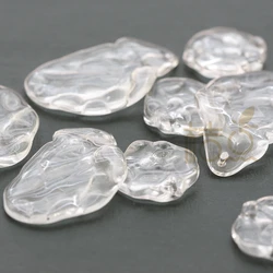 DIY Supply-2 Pieces Hand Craft Textured Glass Finding Beads - link (G306)
