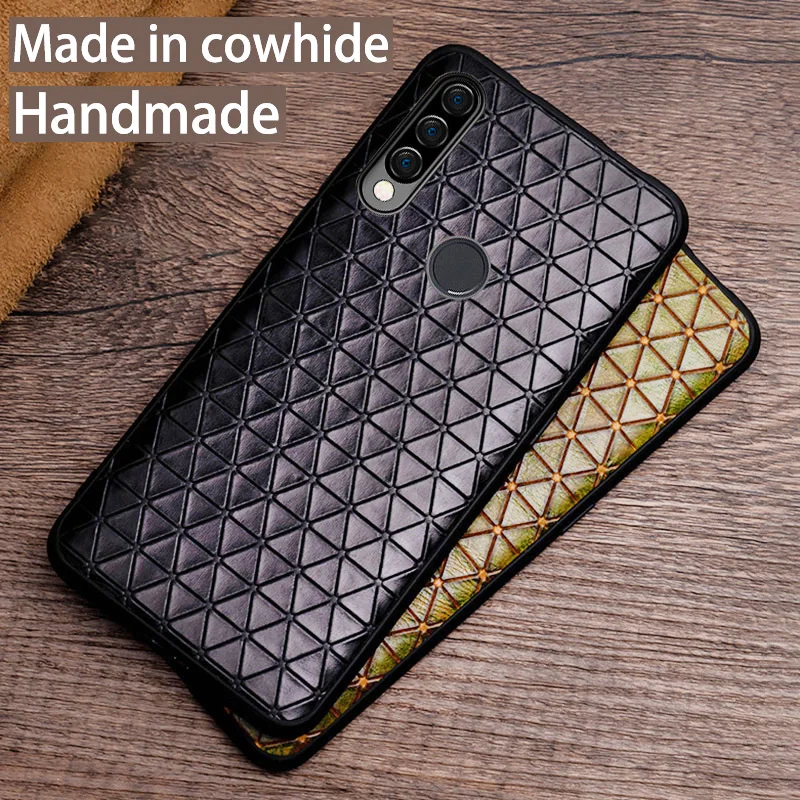 Genuine Leather Phone Case For Huawei Honor Magic 3 Honor 10 20s 30 50 SE 60Pro Nova 5i 5T 7 8 SE 9 Pro Cowhide Triangle Cover