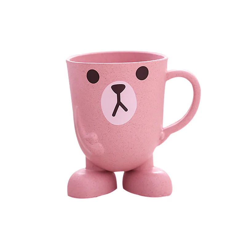 Cute Cartoon Baby Drinking Water Feeding Plastic Cups Infant Brush Teeth Washing Cup with Handle Child Breakfast Mug Drink