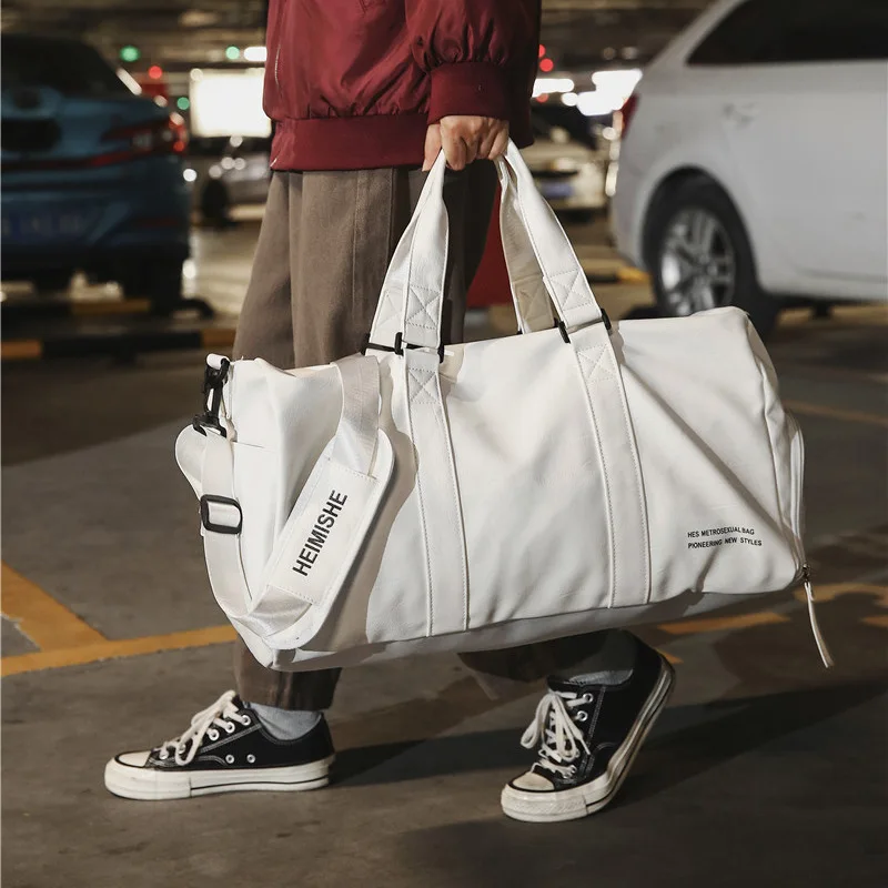 Sac à main de voyage en cuir PU pour hommes et femmes, grand et petit, de week-end, de Fitness, sec et humide, de sport, d\'extérieur