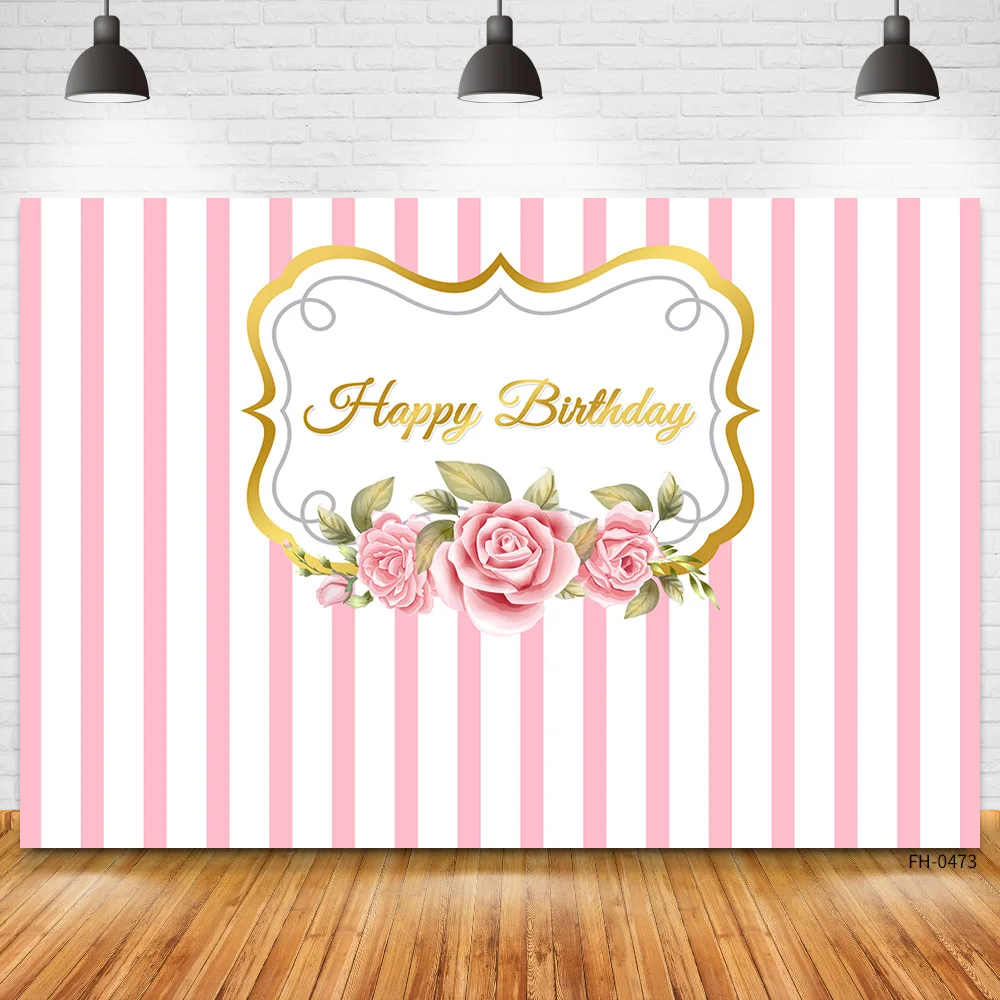 Flower Happy Birthday Party Background For Photography Newborn Baby Shower Boy Girl Photographic Backdrop Photocall Photo Studio