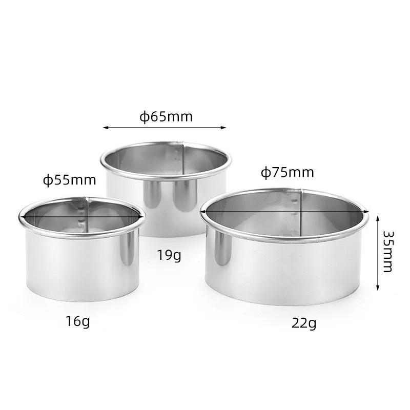 

3-Piece Round Cookie Cutters Set Stainless Steel Biscuit Mould for Baking Creative Dumpling Cutting Mold