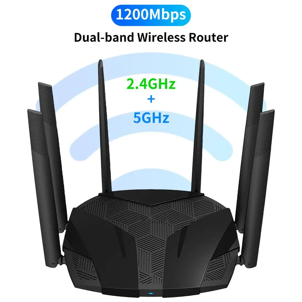 Lightweight  Practical 2.4G 5G 1200Mbps Barrier-free WiFi Router Powerful Wireless Router Shock-proof   Computer Accessories