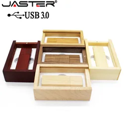 JASTER USB 3.0 Wooden usb+BOX usb flash drive Memory stick pendrive 4GB 8GB 16GB 32GB 64GB U disk wedding gift free custom logo