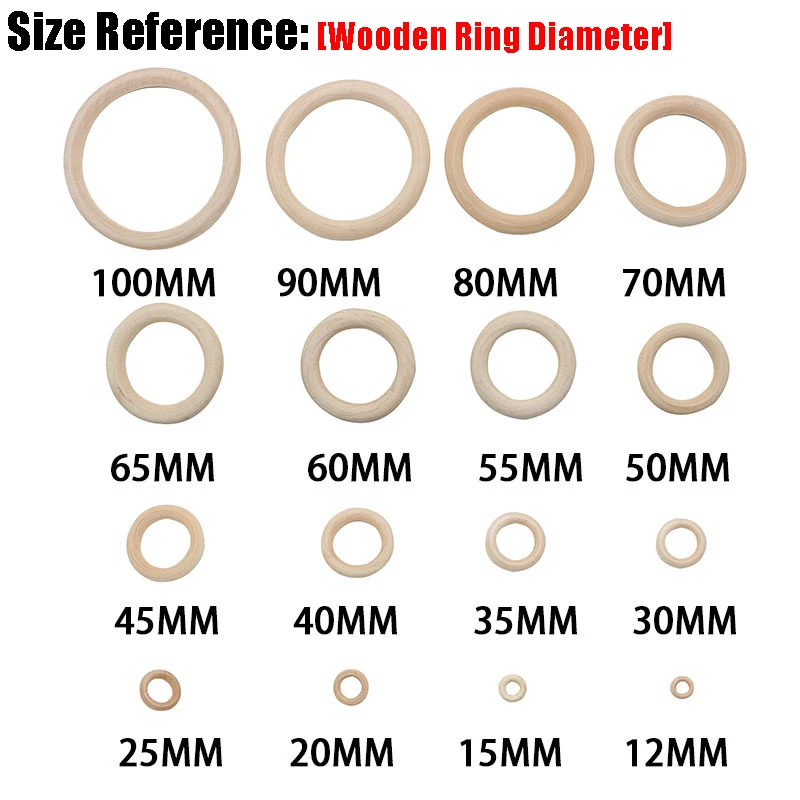 15-100MM Natural Wood Circle DIY Crafts For Jewelry Making Baby Teething Wooden Ring Kids Toy Ornaments Jewel MakingAccessories