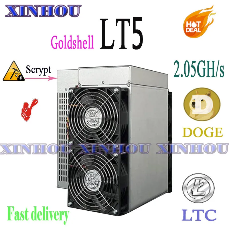 LTC DOGE Miner Goldshell LT5 2.05GH/s Scrypt ASIC Miner with PSU Better than Mini-DOGE Innosilicon A6 A4 Antminer L3 L7 Z15