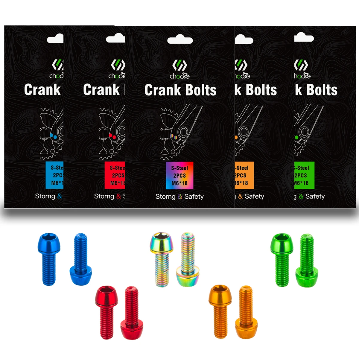 Chooee Bike Accessories Bicycle Crank Arm Bolt Screw M6x18mm Steel Cycling Crankset Fixing Bolts 2pcs