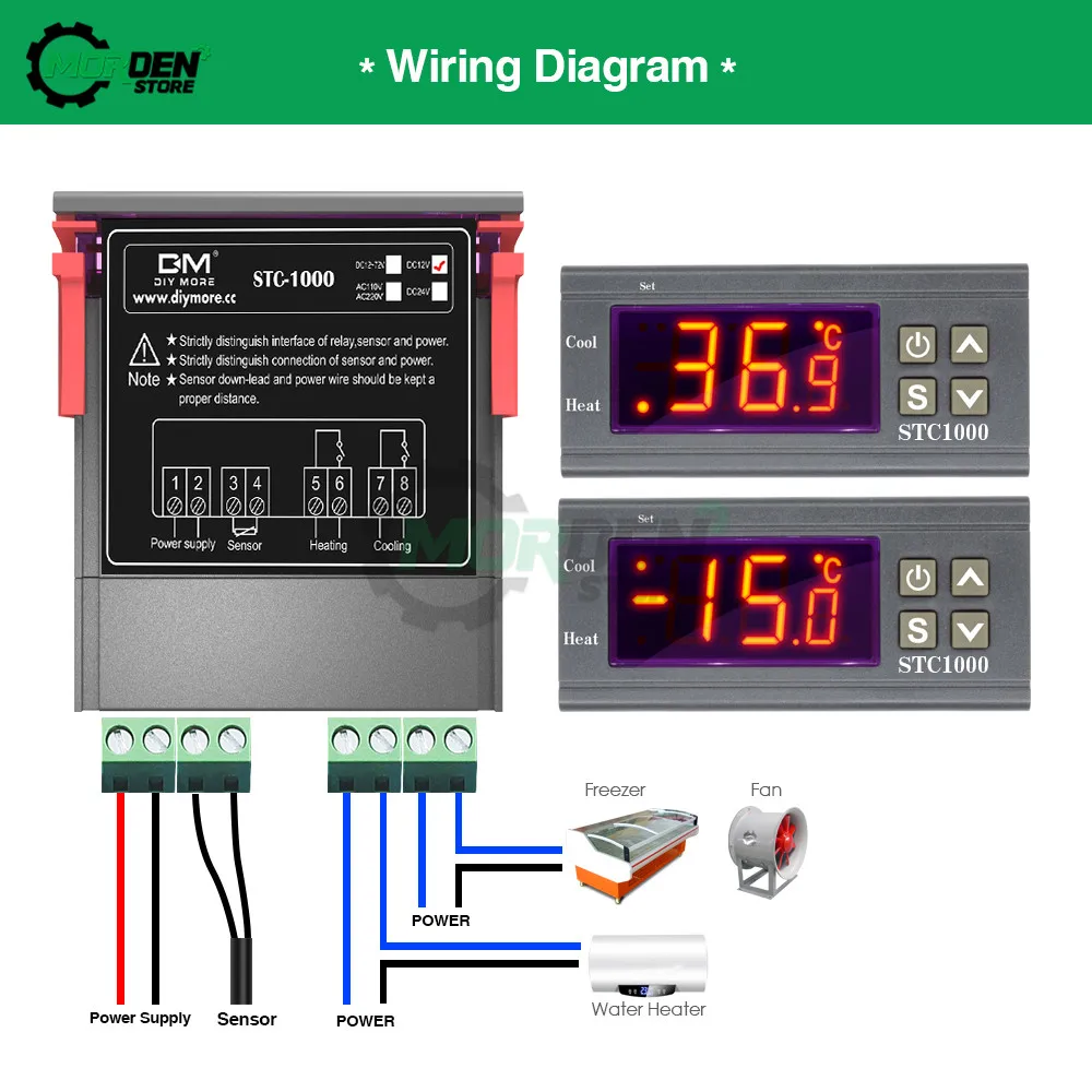 STC 1000 cyfrowy regulator temperatury termostat termoregulator inkubator przekaźnik LED 10A ogrzewanie chłodzenie STC-1000 12V 24V 220V