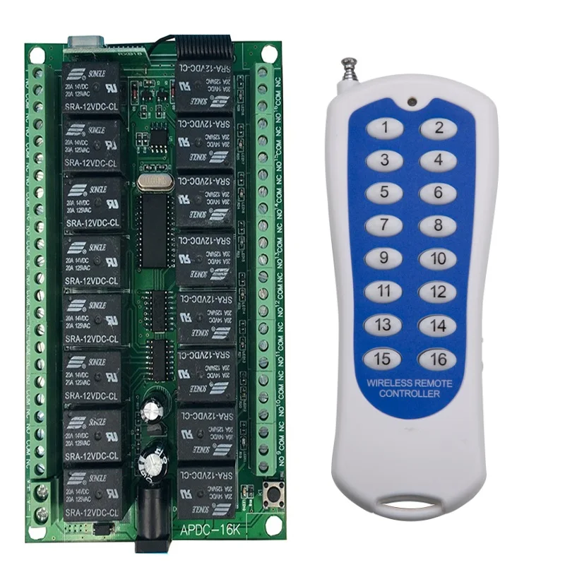 16CH DC 12V 24V RF automation remote control switch 315MHZ 2pcs transmitters & 1pcs recevier wireless switch Radio smart control