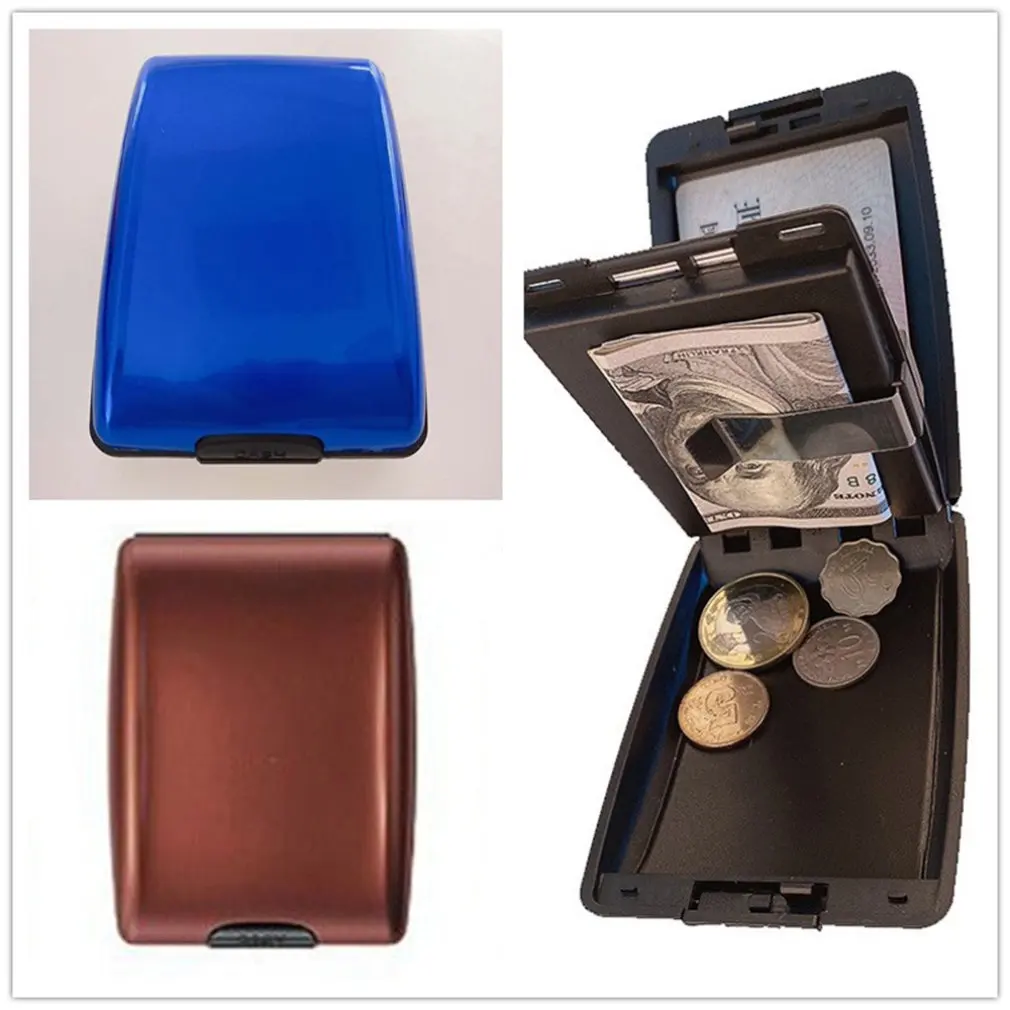 1 Pc Men Aluminum Bank Card Holder Blocking Hard Case Wallet Solid Credit Card Anti-RFID Scanning Protect Card Holder