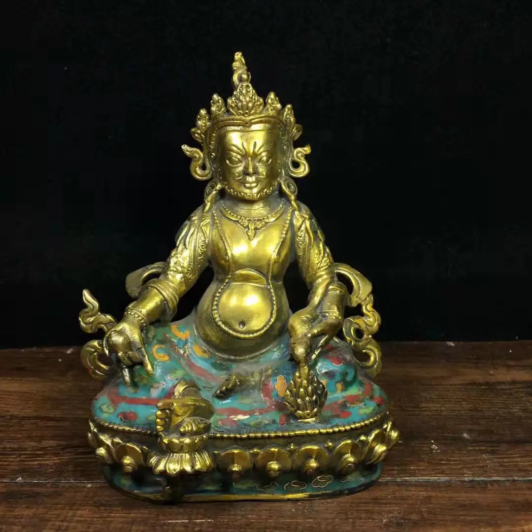 

Rare Old Tibet Cloisonne pure copper Tibetan Buddha God of Wealth-the company's business is booming statue