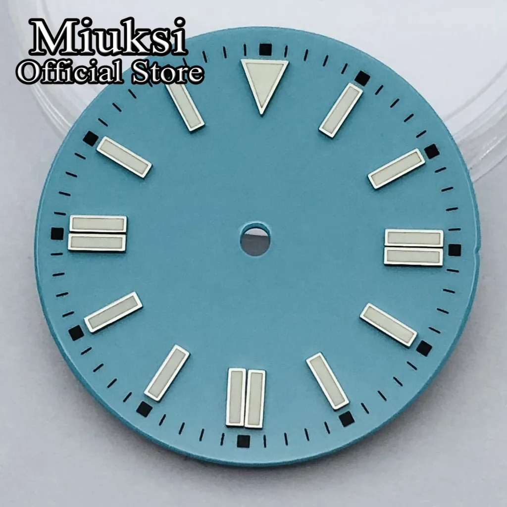 Miuksi 28.5mm/31mm black blue green red yellow watch dial luminous fit NH35 NH36 ETA2824 2836 Miyota 8215 DG2813 3804 movement