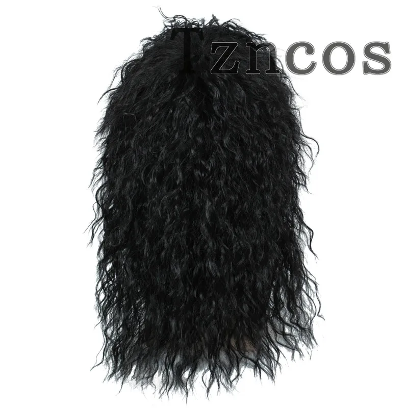 Tzncos 80s peruca masculina perucas pretas traje de halloween peruca masculina punk heavy metal rocker peruca encaracolado cabelo longo