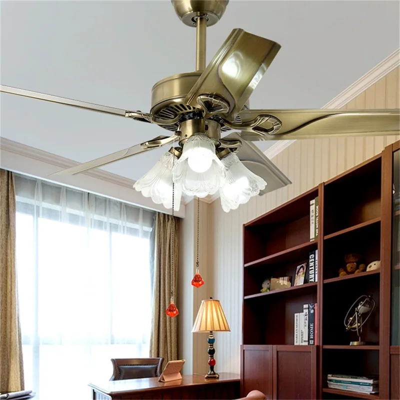 FAIRY Ceiling Fan Light Modern Simple Lamp With Straight Blade Remote Control For Home Living Room