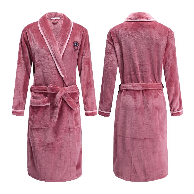 

H5978 Men Robes Casual Nightgown Male Thickened Flannel Home Clothes Bathrobe Autumn Winter Long Sleeve Large Size Sleepwear
