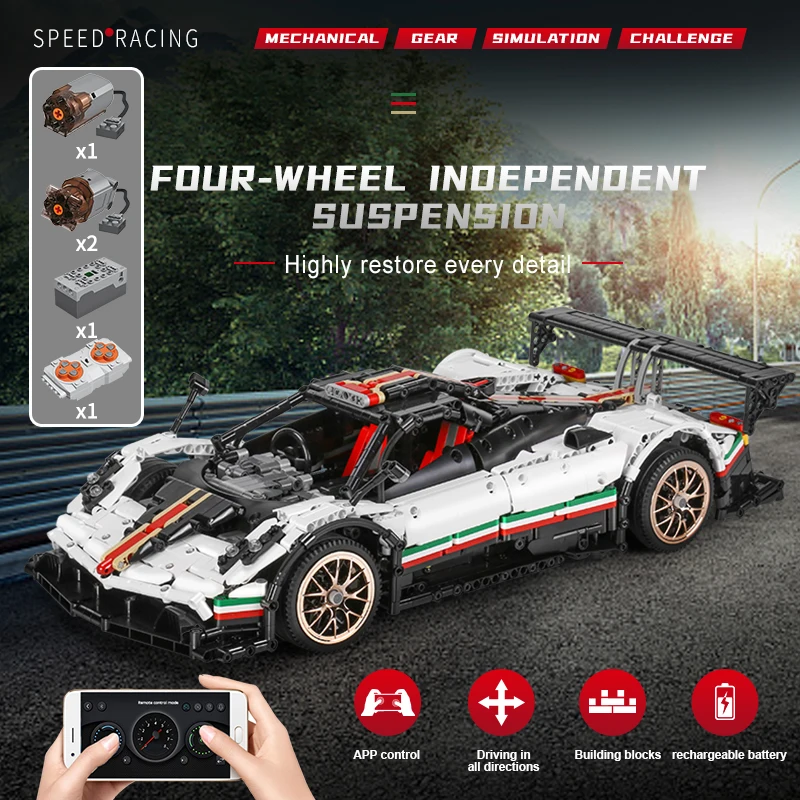 Schimmel Koning 13060 Technische Speelgoed Voor Jongens Bouwstenen App Rc Gemotoriseerde Zondas Racing Auto Model Bakstenen Kinderen Kerstcadeaus