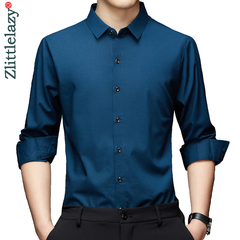 

2022 brand designer solid mens shirts for men clothing korean fashion long sleeve shirt luxury dress casual clothes jersey 9039