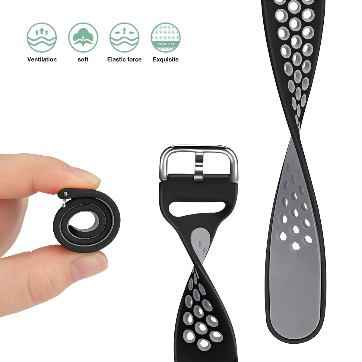 حزام رياضي من السيليكا لـ Huami Amazfit Bip GTS Stratos 2 3 Pace 2s حزام (استيك) ساعة المقتفي اكسسوارات حزام معصمه الأشرطة سوار