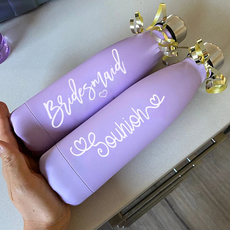 Personalized Bridesmaid Stainless Steel  Custom Name Water Bottle Sports Insulated Water Bottle Bride Bridesmaid Memorial Gift