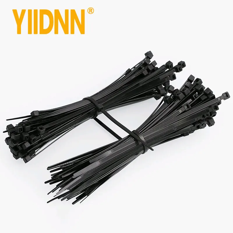 Self-locking Plastic nylon cable tie 100 PCS black 7mm width cable zip tie fixing ring