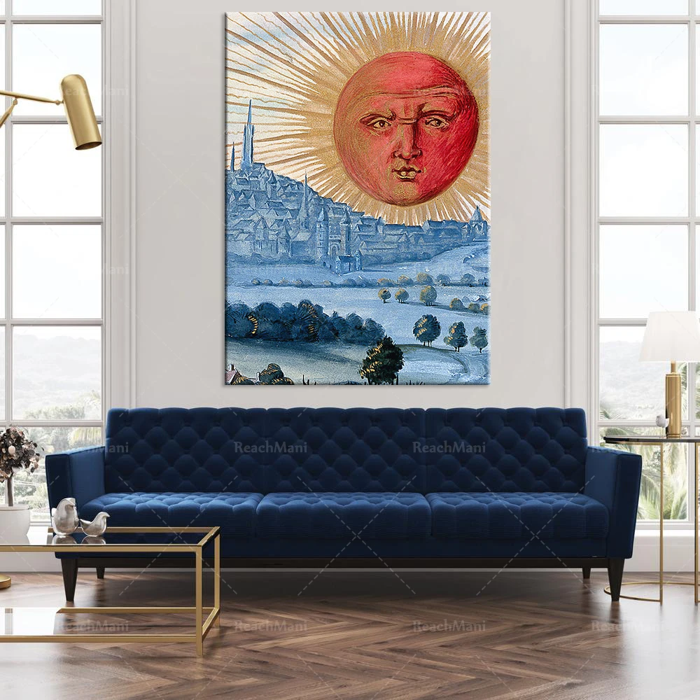 The sun rises on the face-Splendor Solis (1582), Splendor Solis, retro poster.