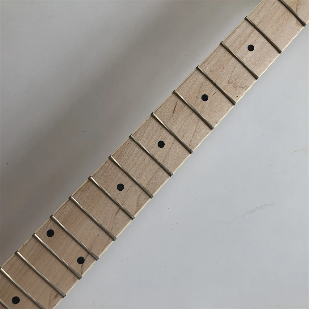 Unfinished Guitar neck Mahogany 24Fret 25.5 inches Maple Fretboard Dot inlay Diy