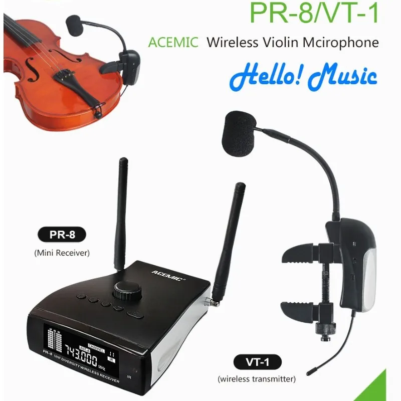 ACEMIC PR-8/VT-1 Wireless microphone designed for violin,Professional Stage Wireless Instrument Microphone