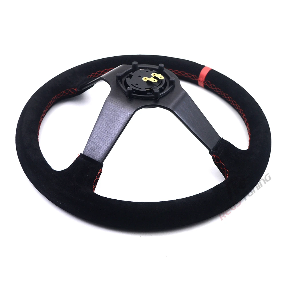 350mm Suede Leather Deep Dish Sport Drifting Ralliart Racing Car Rally Steering Wheel