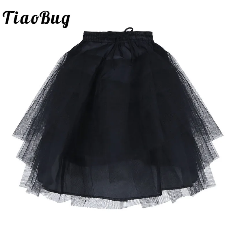 Flower Girl Underskirts Slips No Hoop 3 Layers Girl's Under Skirts Crinoline Prom Gown Ballet Tutu Skirt Kids Wedding Petticoat