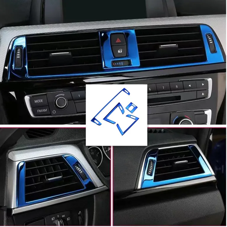 Stainless steel Interior Trim For BMW F30 F32 F34 F36 3GT 3er 4er Gear Panel Air Panel Decoration Sticker Mouldings Accessories