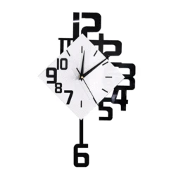 Large Numbers Pendulum Clock Black and White Modern Design Irregular Numerals Decorative Fashion Wall Clock With Swinging Number