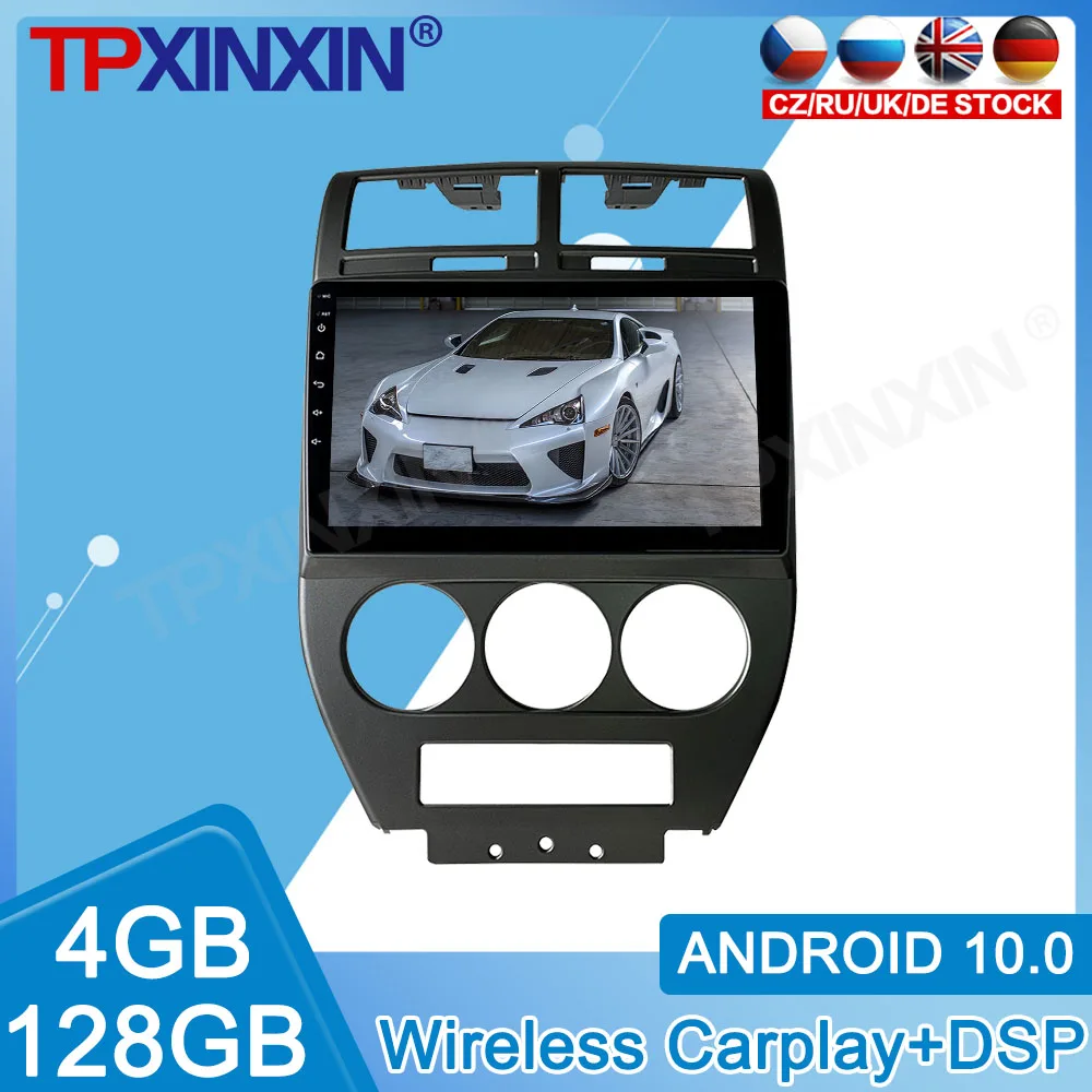 Android 10 4G+128GB For Jeep Compass 2007 2008 2009 2010 Car DVD Multimedia Player IPS Screen Radio GPS Navigation System