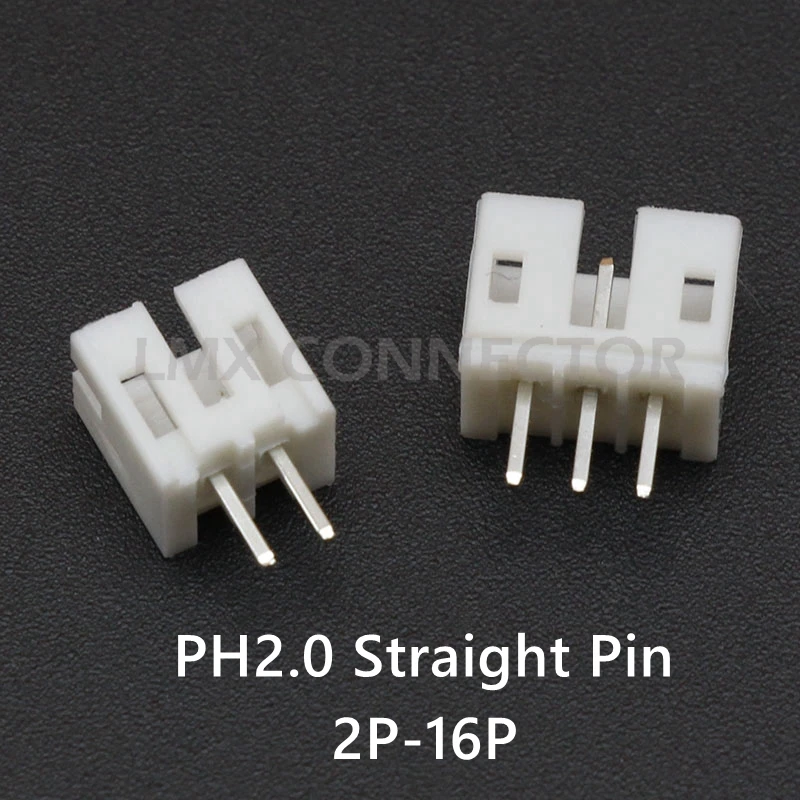 50pcs JST PH 2.0 Connector 2P 3P 4P 5P 6P 7P 8P 9P 10P 11P 12P 14P 16P Pin Header 2.0mm Pitch Straight Pin Socket