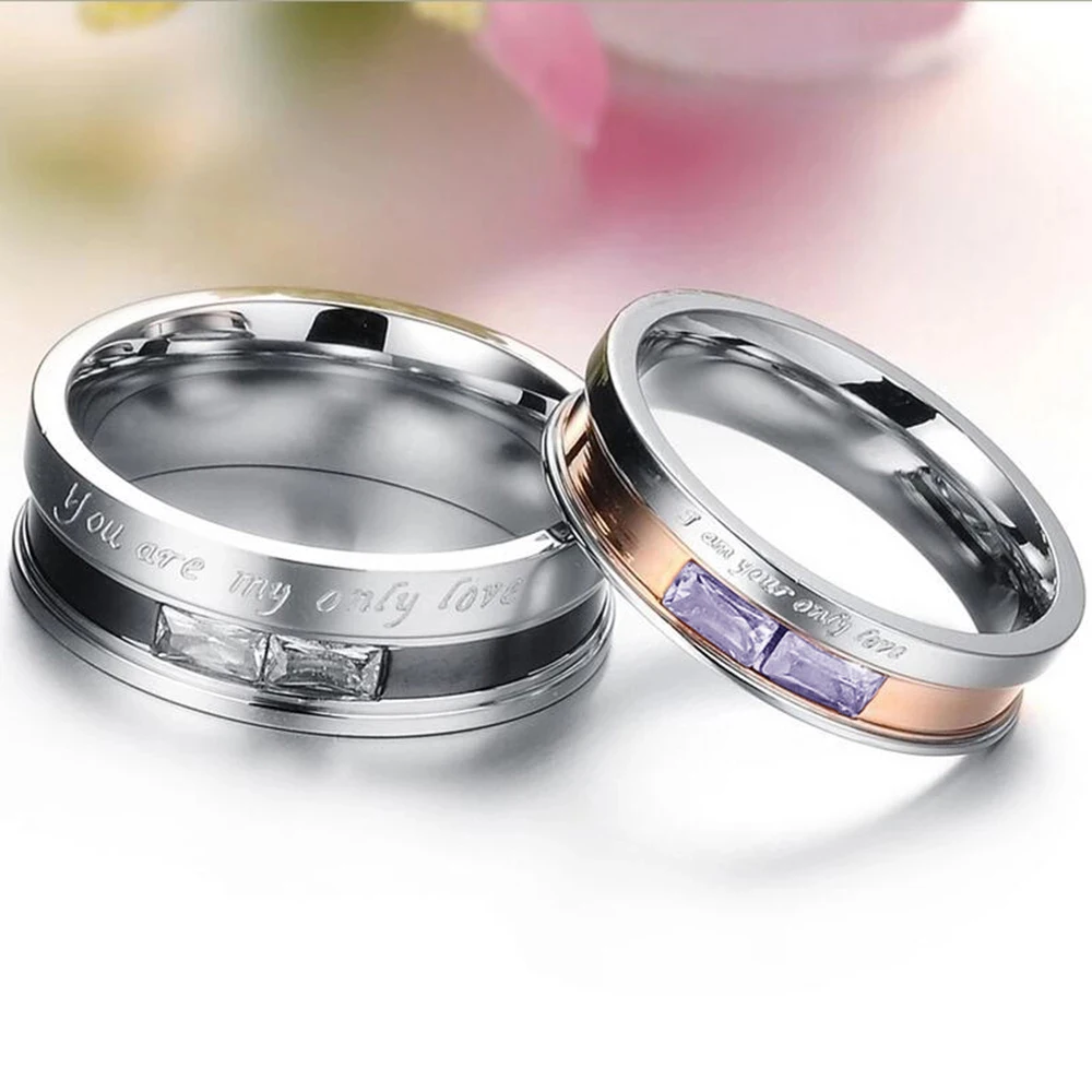 Couple Rings For Women / Men Stainless Steel Letter YOU ARE MY ONLY LOVE Ramantic Engagement Ring Wedding Jewelry