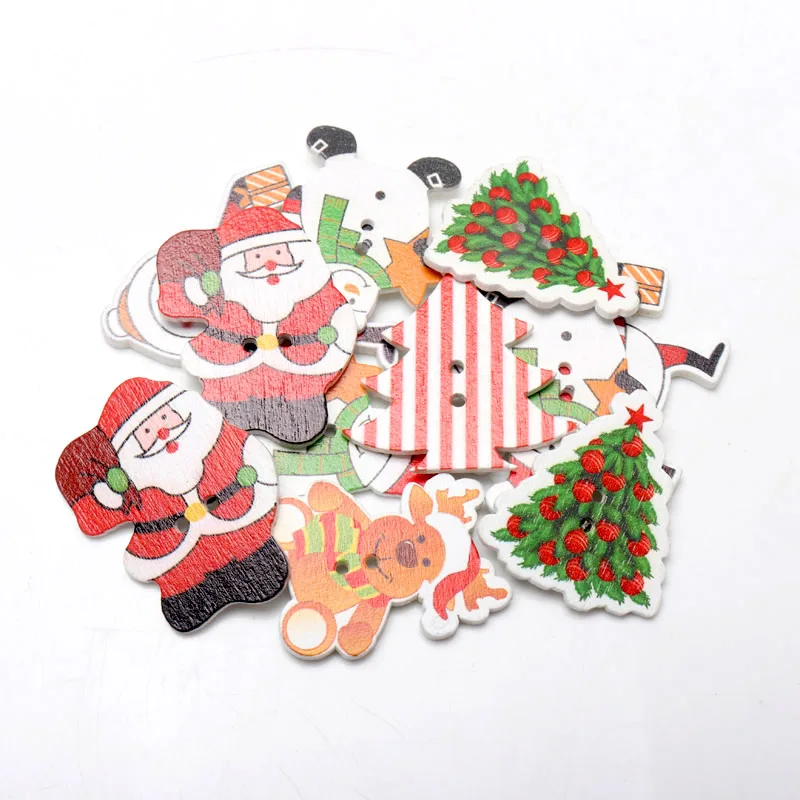 20 teile/paket Mix Weihnachten Dekorative Holz Knöpfe DIY 2 Löcher Handgemachte Scrapbooking Für handwerk Liefert Nähen Zubehör