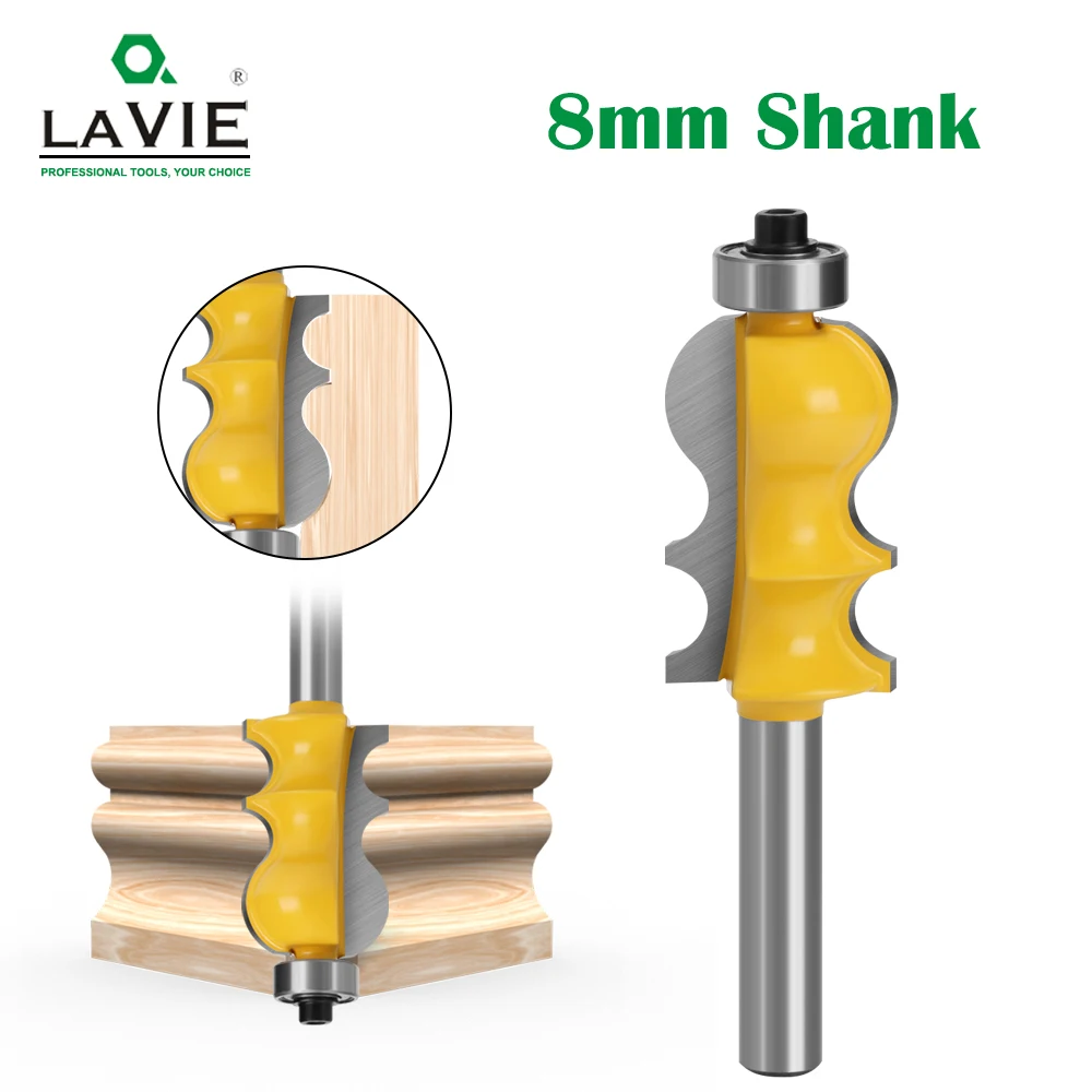 

LAVIE 1pc 8MM Shank Special Architectural Moulding Line Router Bit Woodworking Cutter Milling for Wood Bit Face Mill MC02074