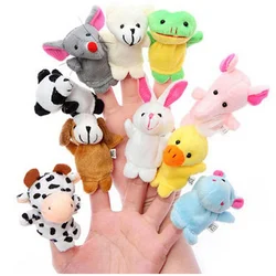 5/10pcs Animal Finger Puppet Mini Plush Toy Cartoon Biological Baby Pretend Telling Story Stuffed Doll Plushies Kids Gift Random