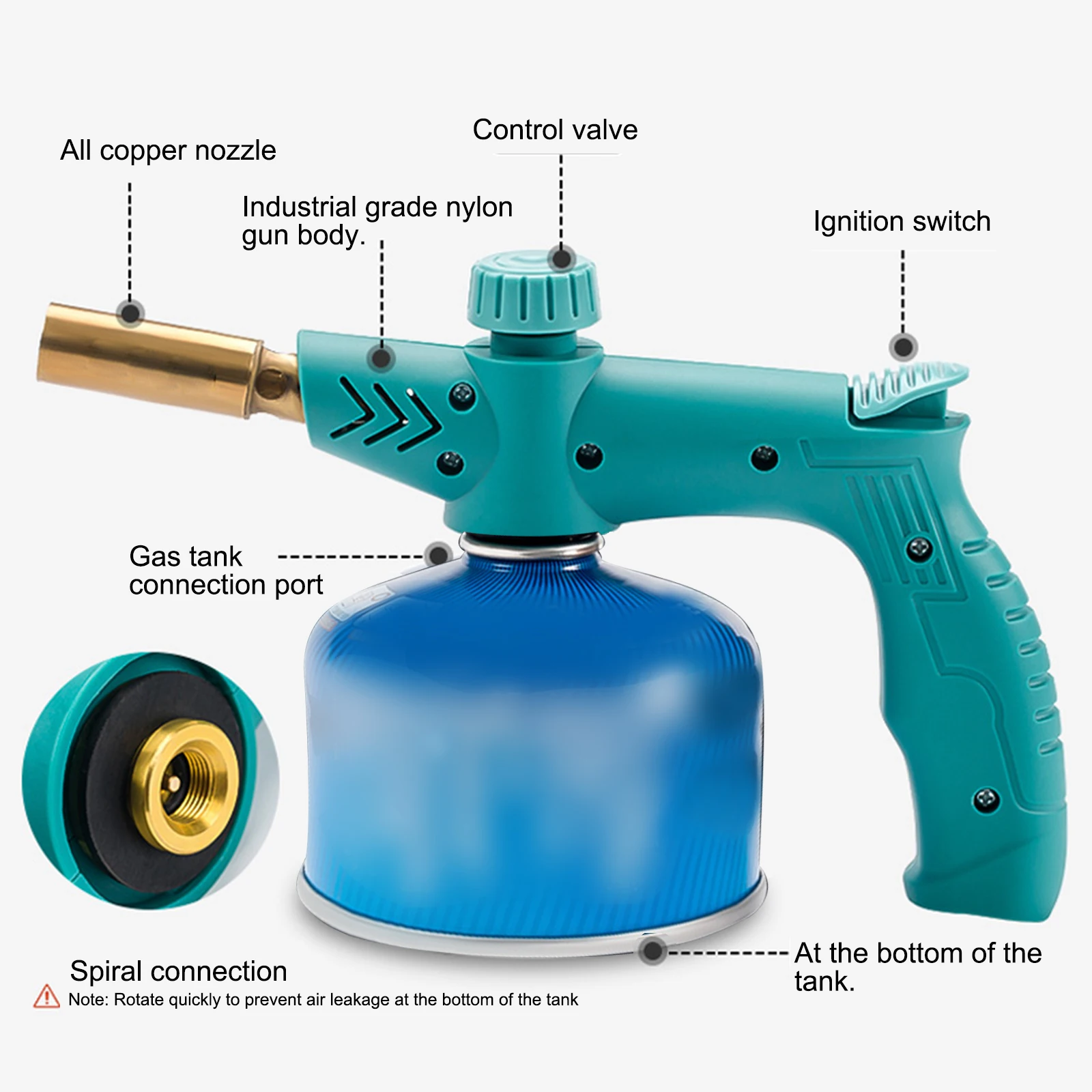เชื่อมไฟฉายแบบพกพาไฟฉายแก๊ส Flame Gun สูงอุณหภูมิทองเหลือง Mapp Gas Turbo ด้วยไฟฉายบัดกรีเครื่องเชื่อมโพรเพนท่อประปา