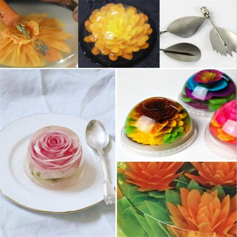 10pcs/set 3D Jelly Flower Art Tools Jelly Cake Gelatin Pudding Nozzle Syringe Nozzle Set Cake Decorating Tools