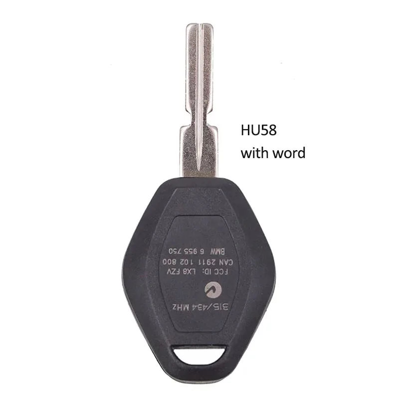 DIYKEY 원격 키 쉘 블레이드 뒷면 단어 옵션, BMW Z3 Z4 X3 X5 E36 325i 3 5 7 525i 330i, HU92/HU58, 3 버튼